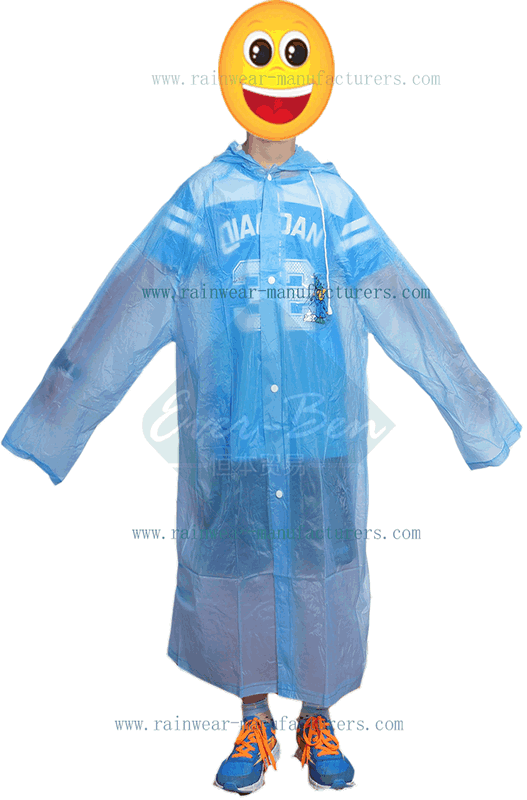 China blue PVC poncho raincoat manufactory-transparent rain mac supplier